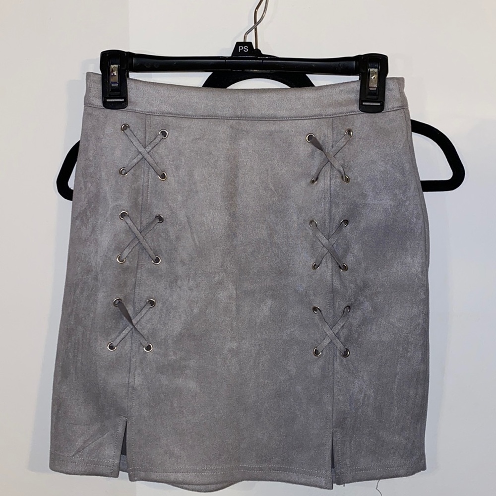Suede mini skirt